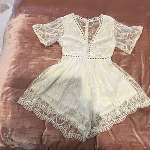 Off white LF Seek the Label Lace Romper Small